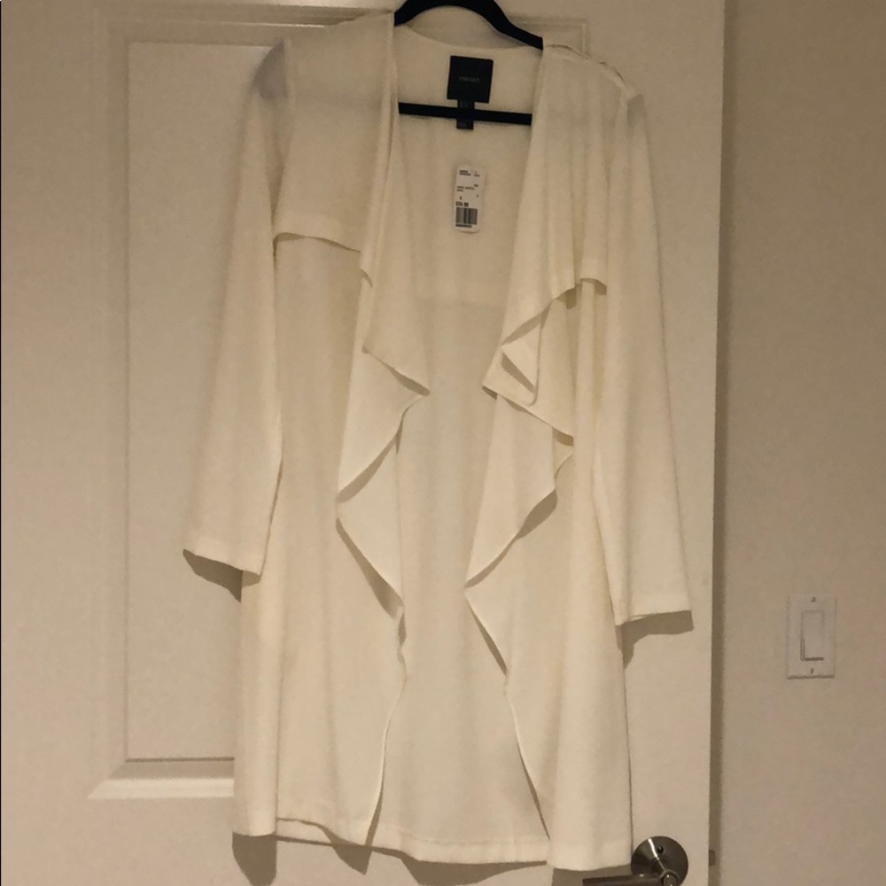 NWT Forever 21 White Chiffon Duster Coat